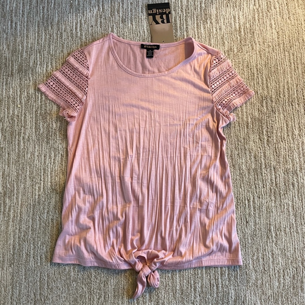 Pink front tie shirt